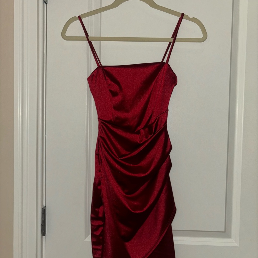 Elegant Red Satin Dress